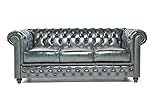 The Chesterfield Brand Chesterfield Sofa Brighton 3 Sitzer | 100% Leder, handgefertigt, Original Chesterfield | Breite 200 cm (Antik Grün)