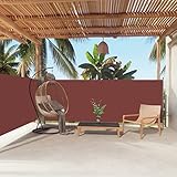 JUNZAI Seitenmarkise Ausziehbar, Windschutz Terrasse, Balkon Windschutz, Balkon Sichtschutz, Sichtschutz Zaun, Sichtschutzzaun, Markise Balkon, Sichtschutzwand, Braun 140x600 cm
