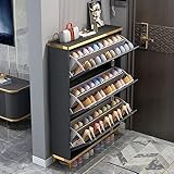 Schuhschrank Mit 3 Klappen Schuhkipper Schuhkipper Schmal Schuhablage Verstellbar Platzsparend Schuhregal Geschlossen Für Eingang Für Eingangsbereich Flur, Diele ( Color : Dark gray , Size : 100*24*12
