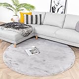 FRAAI | Home & Living Hochflor Teppich Rund - Comfy Grau - Ø 120cm - Shaggy, Uni - Modern, Skandinavisch - Wohnzimmer, Esszimmer, Schlafzimmer - Fellteppich - Carpet