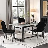 ModernLuxe Esszimmerstuhl 4er Set Wohnzimmerstuhl Polsterstuhl Loungesessel Weicher Sitz und Rücken, mit Metallbeinen, Küchenstühle (Samt Schwarz)
