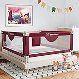 Kidsbuddy Baby Bettgitter Rausfallschutz Boxspringbett 200cm Klappbar Bettschutzgitter für Kinder Kinderbettgitter Babybettgitter Kinderbettschutzgitter Rot 1 Seite