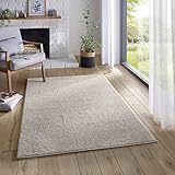 Taracarpet Teppich Kurzflor weicher flachflor Uni Bodenbelag ZOE fürs Wohnzimmer, Kinderzimmer, Schlafzimmer und die Küche geeignet Creme 120x170 cm