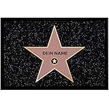 MoonWorks® personalisierte Fußmatte mit Name Walk of Fame Hollywood Stern personalisierbares Geschenk rutschfest & waschbar weiß 60x40cm