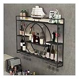Artiz Metall-Weinregal Zur Wandmontage, Hängender Weinglas-Kelch-Halter Weinflasche Lagerung Organizer Bar Weinkeller Küche Counter Display Regal (Farbe : Schwarz, Größe : 100x15x80cm)