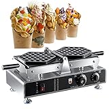 KOOWARM Kommerzielles elektrisches Bubble Waffle Maker, Waffeleisen mit doppelter Antihaftbeschichtung, 1500 W, professionelle Bubble Cake Machine, Hong Kong Traditional Egg Puffs