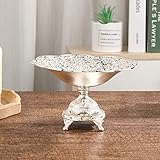 JTBDWOSK Dekoteller Schale Dekoschale Servierplatte Rund, Metall Aluminium Silber Luxus, Deko Dekoration Tischdeko Modern, für Wohnzimmer und Küche,Silber