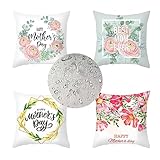 Fheeao wasserdichte Kissenbezug 40 x 40 cm 4 Stück Farbe Dekorative Pillow Outdoor Kissen Wasserfest Atmungsaktiv Blume Kissenbezug Werden für Sofakissen Garten Deko Schlafzimmer Couchkissen Z-7592