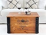 Uncle Joe´s Truhe Chateau Couchtisch Truhentisch im Vintage Shabby chic Style aus Massiv-Holz in braun mit Stauraum und Deckel Holzkiste Beistelltisch Landhaus Wohnzimmertisch Holztisch nussbaum