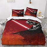 WILBB Star Wars Kinder Bettwäsche Bettbezüge Set, 3D Gedruckte Kinder Jungen Kinderbett Set Sanft Microfaser Sci-fi Theme Bettbezug 3 Teilig Mit Kissenbezug King（220x240cm）