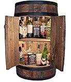 Fassbar mit 2 Türen und Led, Holzfass 80 cm Weinfass - Barschränk handgemacht Flaschenregal Hausbar Vintage theke bar Wand holzregal Whisky Wein Bier - Bartisch Geschenk für Männer