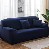 Hearda Sofabezug Stretch 1 2 3 4 Sitzer, Elastische Antirutsch Couchbezug Waschbar Universal Weich Sofaüberwurf für Sofaüberwurf Möbelschutz (Marineblau,4 Plätze)