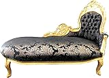 Casa Padrino Barock Chaiselongue Schwarz Muster/Gold - Recamiere Barock Möbel