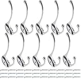 10 Stück Garderobenhaken Vintage, Mokife Kleiderhaken Silber Retro Metall Doppelt Mantelhaken Wand für Schlafzimmer Badezimmer Küche Büro