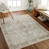 Surya Riffa Vintage Teppich - Teppich Wohnzimmer, Esszimmer, Flur, Rugs Living Room - Boho Teppich Orientalisch Style, Kurzflor Carpet - Bunter Teppich Gelb, Creme, 160x213cm