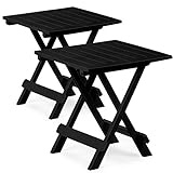 Deuba 2er Set Gartentisch Klapptisch Adige 50x45x43 cm Klappbar Tragbar Campingtisch Balkontisch Beistelltisch - Schwarz