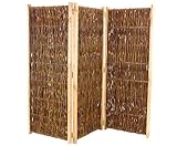 Mobile Trennwand Paravent 3teilig aus Weide 180cm x 180cm - Mobiler Raumtrenner Sichtschutz 1,8m x 1,8m