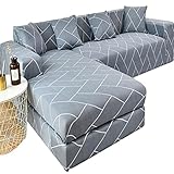 DGSGBAS Couchbezug L Form Stretch 3 2 4 Sitzer Eckcouch U Form Spannbezug Sofabezug Ecksofa Links Beige/schwarz/braun/grau Sofa Überwürfe Universal Sofa Abdeckung Hund rutschfest Sofahusse