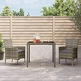 Revera 3-teiliges Gartenmöbel-Set mit grauen Polyrattan-Kissen