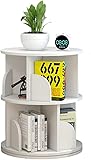 Drehbares Bücherregal aus MDF, kreatives, um 360° stehendes Eckregal, modernes und Design, drehbares Bücherregal for Büro, Wohnzimmer, Bibliothek (Color : White, Size : 40 * 40 * 66cm)