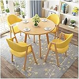 ARCOFF Tisch-und Stuhlset Modernes rundes Esstisch-Set, Tisch- und Stuhl-Set, Essecke, Tagungsraum, Empfangshalle, Schlafzimmer, Café, Teestube (Farbe: Lila) (Color : Gelb)