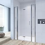 Nischentür Dusche 115 cm Duschwand faltbar für Dusche Duschtür aus 6 mm Nano ESG-Sicherheitsglas Verstellbereich von 113-119,5 cm Höhe 197 cm Duschtrennwand Duschabtrennung Duschkabine
