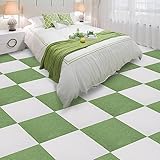 Selbermachen Heimtextilien Quadratische Teppichbodenfliesen 12x12in Rutschfeste Selbstklebende Teppichfliesen Nadelfilz,weiche Bodenschutzpolster(Size:16pcs,Color:grün+weiß)