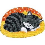 Hochwertiger Latch Hook Kissen Kit süße Katzenteppich Making Kits handgefertigte Teppich Wandteppiche Kits DIY Stickerei Craft Kit for Erwachsene Kinder Anfänger Geschenk Home Dekoration 52cmx48cm