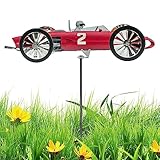Oldtimer-Windmühle aus Metall | Garden Racer Windmühle | Windspinner | Windmühlen-Dekoration für den Außenbereich | Kreativer Rennwagen-Windspiel für Außenbereich, Garten, Hof, Terrasse, Rasen, Park