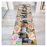 Langer Flur-Halle Läufer schmale Teppiche 3D Bunte Blumen-Runner-Teppich für Flur, rutschfeste Einstieg Teppich für Korridor-Eingangshalle-Treppe (Farbe : Multi Colored, Size : 80x300cm)