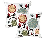 ACCZ Blumen Frühling Kissenbezug,Sofakissen Frühling Sommer Deko Outdoor Kissenbezug Stickerei Kissen Kissenhülle Blumen für Garten Couch Sofa Wohnzimmer Schlafzimmer 2er Set 45x45 cm