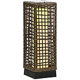Outsunny Solarleuchte, Rattan Solarlampe, Wasserdichte Wegleuchte mit Lichtsensor, Automatische LED Gartenlampe, Außenleuchte für Balkon, Terrasse, Stahl, Hof, 15,5 x 15,5 x 46 cm