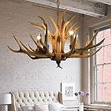 PERTID Retro-Kronleuchter, amerikanischer Landhaus-Kronleuchter, einfacher Geweih-Kronleuchter, geeignet für Schlafzimmer, Wohnzimmer, Küche