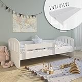 Kids Collective Kinderbett 160x80 | 180x80 cm mit Matratze, Rausfallschutz & Lattenrost in weiß 80 x 160 Mädchen Jungen Bett Skandi