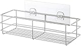 REZIAL Badezimmerregal, Organizer, Aufbewahrung, Küchenregal, mit spurlosem, transparentem Kleber, ohne Bohren, Edelstahl (Farbe: Silber, Größe: 30 x 9,5 cm) (30 x 9,5 cm Silber)
