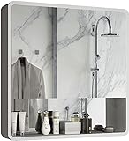 Spiegelschränke Badezimmer-Medizinschrank mit Spiegel Badezimmer-Wandschrank Wandschränke mit Doppelspiegeltüren Edelstahl poliert (Color : White, Size : 60 * 75 * 14cm)