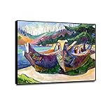 ZHFXBK Emily Carr Berühmter Kunstdruck auf Leinwand,Poster und Drucke. Giclee auf Leinwand Drucken'War Canoes'. Ölgemälde Reproduktionen,Deko Bilder für Wohnzimmer 80x105cm(31x41) Unframed