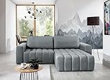 Froschkönig24 Bonett Ecksofa 250 x 175 cm Grau (Kunstleder), Ausführung:Rechts