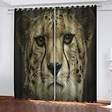 2 Stücke Thermogardine Schlafzimmer Wohnzimmer Modern Digitaldruck 3D Cartoon-Leopardenmuster Vorhang Blickdicht Kinderzaimmer Fensterdekoration, Schallschutz Verdunkelungsvorhang 150X160cm