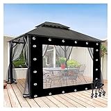 Transparent Vorhang Panel Wetterfest mit Ösen Weichglas Gewebeplane für Garten, Terrasse, Pavillon, Anpassbar (Color : Black, Size : 10x2.8m/33x9.24ft)