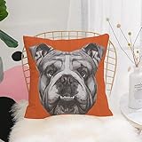 Kissenbezug 45x45 cm,Hund handgezeichnetes Porträt der englischen Bulldogge niedlicher Welpe,Polyester Dekorative Kissenhülle Zierkissenbezüge für Sofa Schlafzimmer Wohnzimmer Auto Zuhause Dekoration