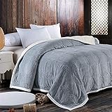 AXOIN HZH Bedding Luxe weiche, warme gemütliche Decke, Plüsch-Überwurfdecke, geprägt, strukturiert für Sofa, Bett, Tagesdecken, Steppdecken, blau, 150200 cm (graues Queen)