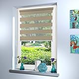 Doppelrollo nach Maß, Maßanfertigung Klemmfix nach Maß zum klemmen ohne bohren klemm Duo Rollo Rollo nach Maß, für Fenster und Türen, Klemmfix ohne Bohren (160cm Höhe x 125cm Breite / Light Brown)