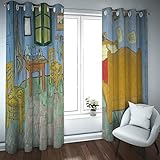 PARREN Van Gogh Vorhänge für Wohnzimmer Van Goghs Schlafzimmer Muster Druck Vorhänge Wärmeisolierte Lichtschutzvorhänge 2 Paneele 140x180cm