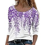 Damen Bluse Kariert S Langarm-T-Shirt mit Rundhalsausschnitt und normalem Blumenmuster für Damen Bluse Schwarz Damen Elegant