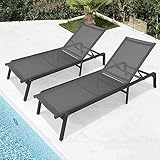 XIaoHESHop Klappbarer Chaiselongue 2 Stück Aluminium Patio Lounge Stuhl mit 5 Positionen Rückenlehne Außenbereich Liegestuhl für Patio Pool Strand Sonnenbaden Stuhl