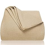 LAYNENBURG Premium Tagesdecke 220 x 240 cm XXL - Waffelpique 100% Baumwolle - leichte Wohndecke Waffeloptik - Baumwolldecke Bett-Überwurf, Sofa-Überwurf, Couch-Überwurf - Sofa-Decke (Taupe)