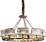 JMWYH Moderner dekorativer Kronleuchter, Deckenlampe, komplett aus Kupferkristall-Kronleuchter, helle Wohnzimmerbeleuchtung, moderne kreative Zimmer-Restaurant-Kristallbeleuchtung, Kupfe