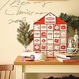 ZHIRCEKE Adventskalender Holzhaus Weihnachtsdekoration Mit 24 Schubladen Für Erwachsene Kinder Weihnachten Aufbewahrungsbox Countdown Dekoration