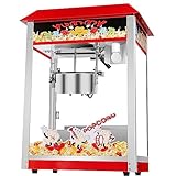 UEIDIHI Roter Retro-Popcorn-Popper, Kommerzielle Elektrische Popcorn-Maschine, Popcorn-Maschine Im Kino-Stil, Tisch-Popcorn-Maschine, Integrierte Beleuchtung und Gleichmäßige Heizung